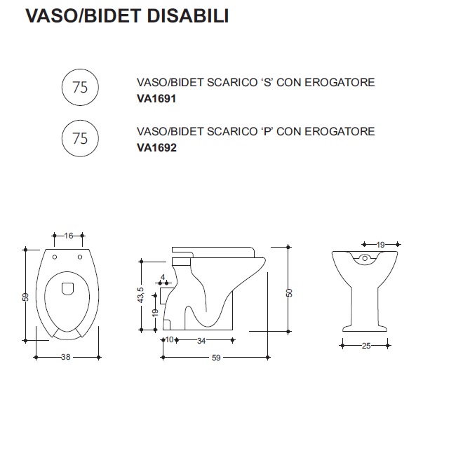 Water Per Disabili Con Bidet Incorporato Fantaceramiche