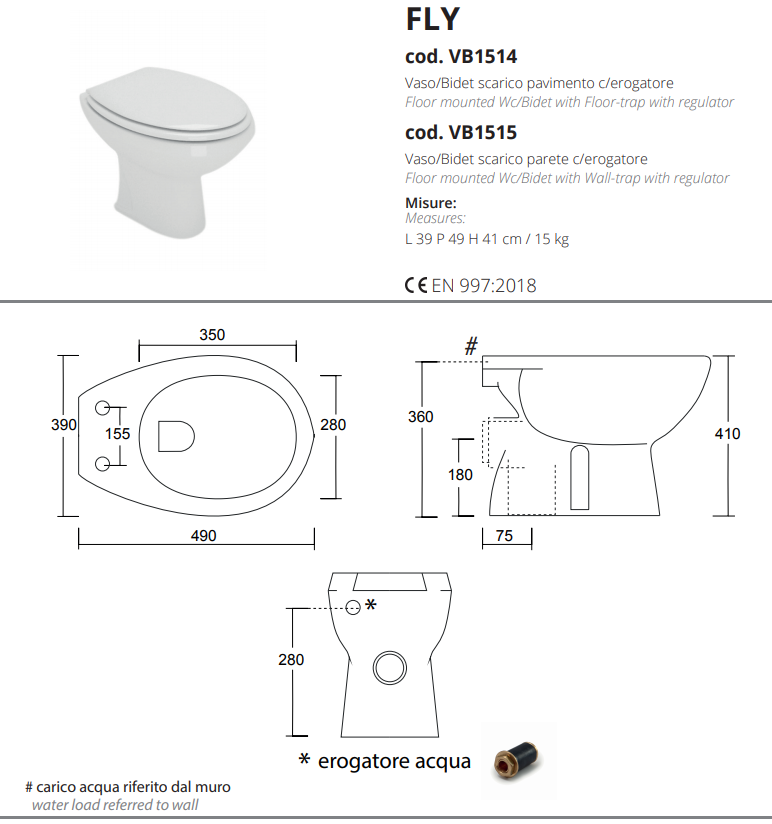 dimensione water-bidet